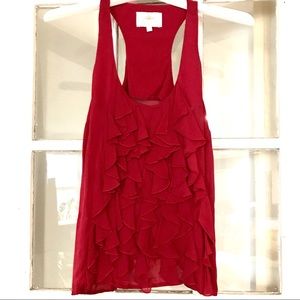 Madison Marcus Red ❤️ Ruffle Silk Racerback Top